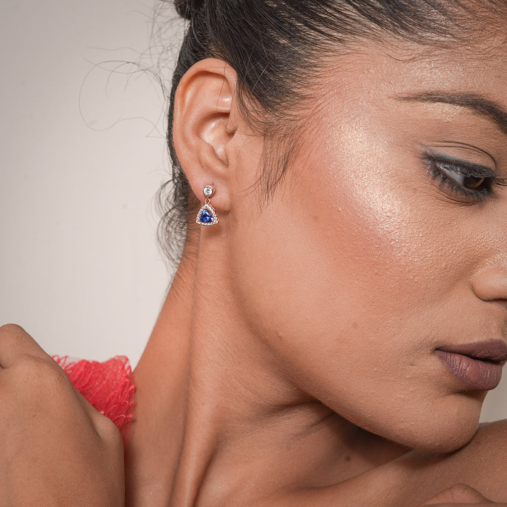 Silver Twin CZ Drop Earrings 1