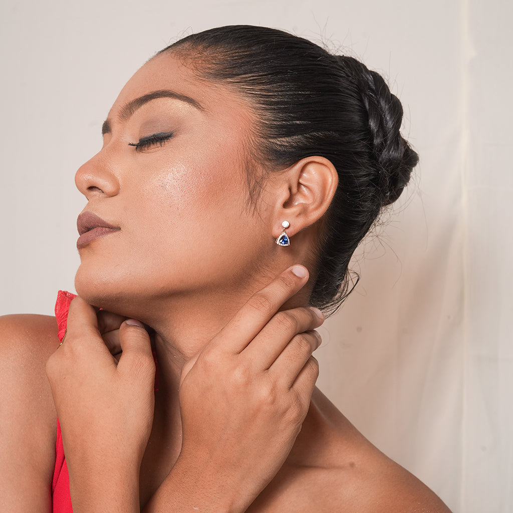 Silver Twin CZ Drop Earrings 3