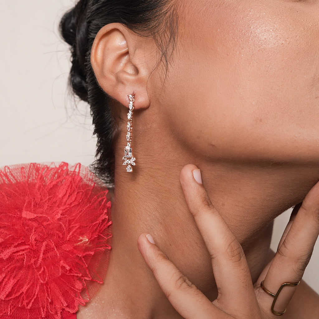 Silver Oxidised Long Drop Earrings 2