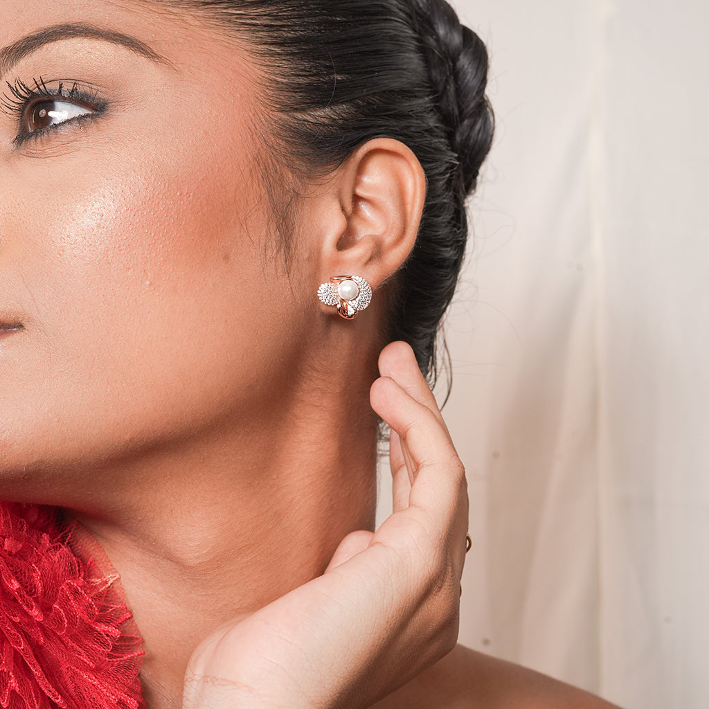 Silver Round Solitaire Stud Earrings 1