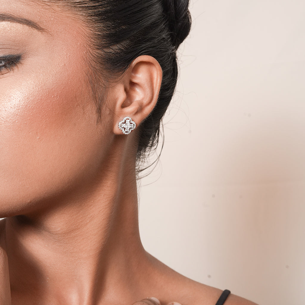 Silver Clover Stud Earrings