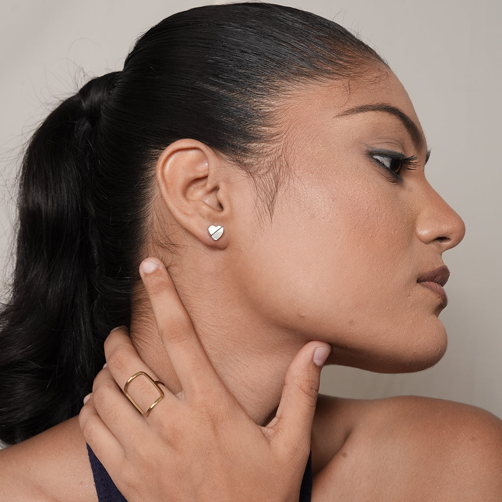 Silver Mother-of-Pearl Heart Stud Earrings 2