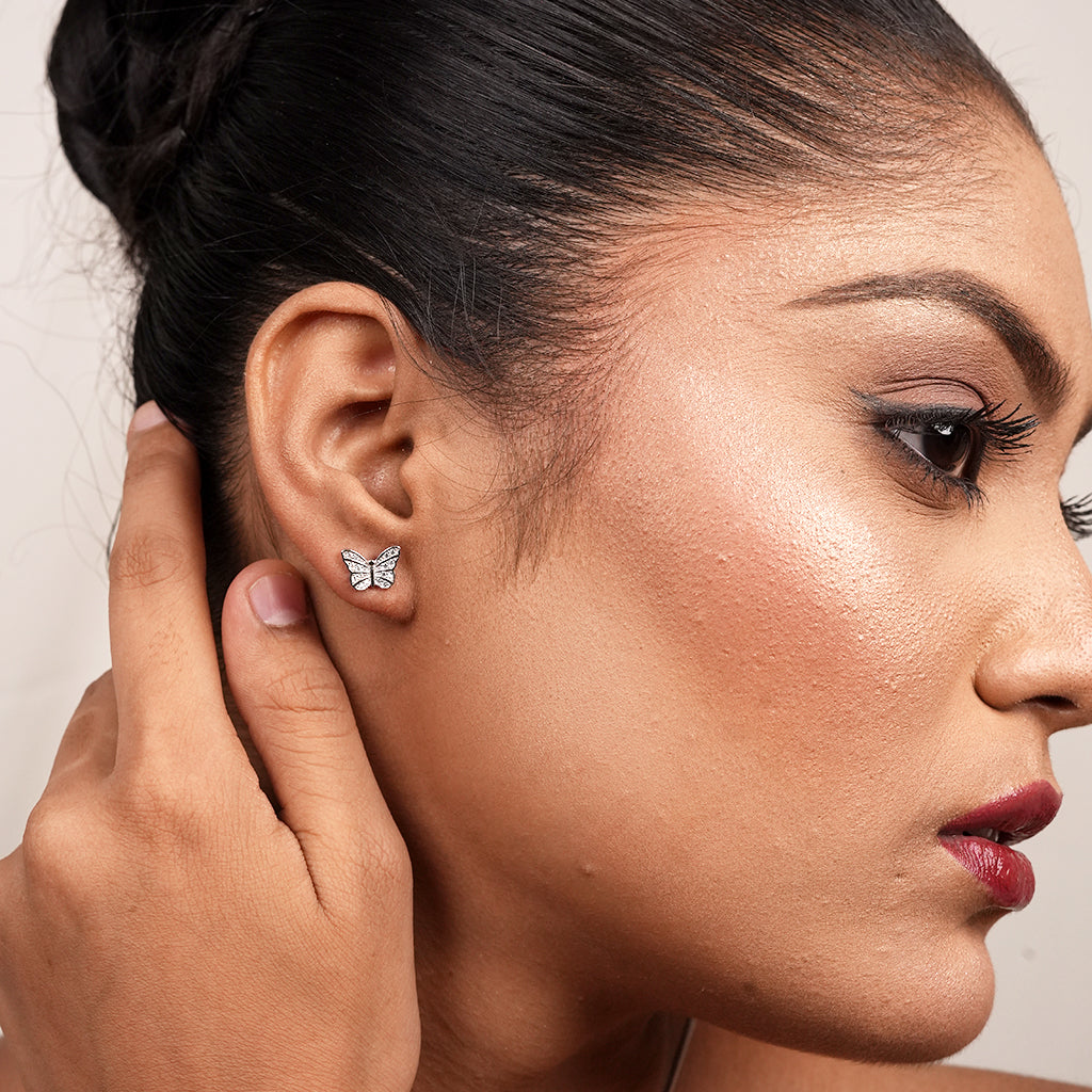 Silver Pavé Butterfly Necklace & Earring Set
