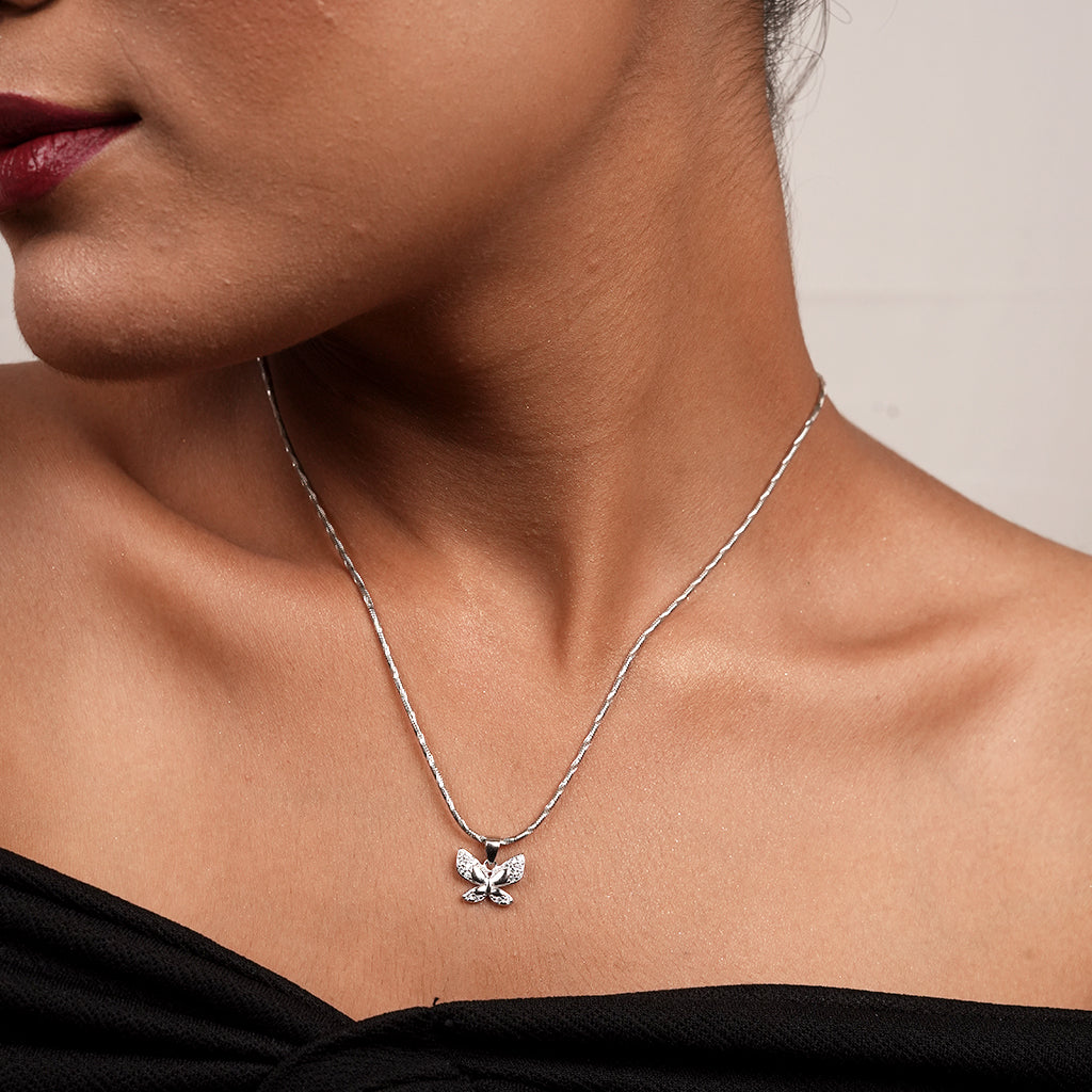 Silver Marquise Butterfly CZ Necklace & Earring Set