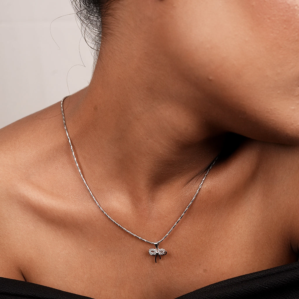 Silver Twin Pear CZ Necklace & Earring Set