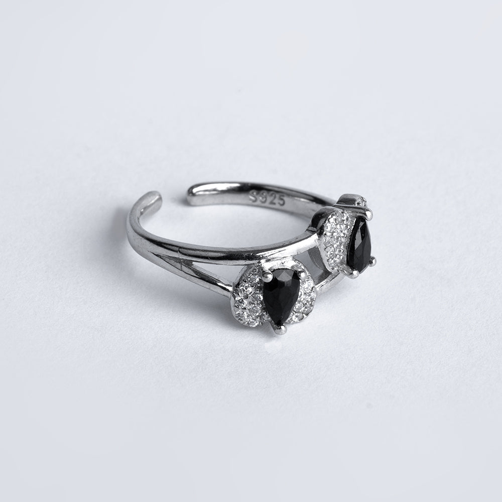 Double Sided Black Stone 925 Ring