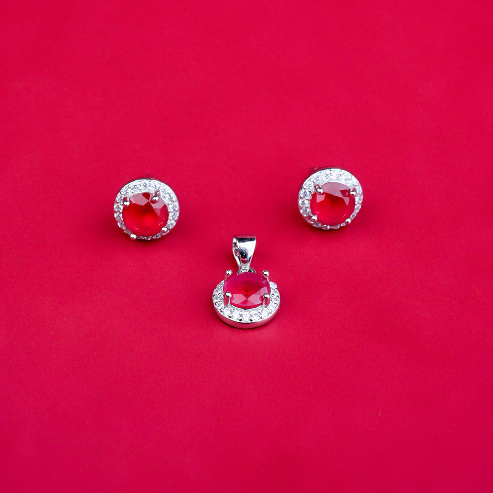 Fancy Round Shap Red Stone  Pendant Butty