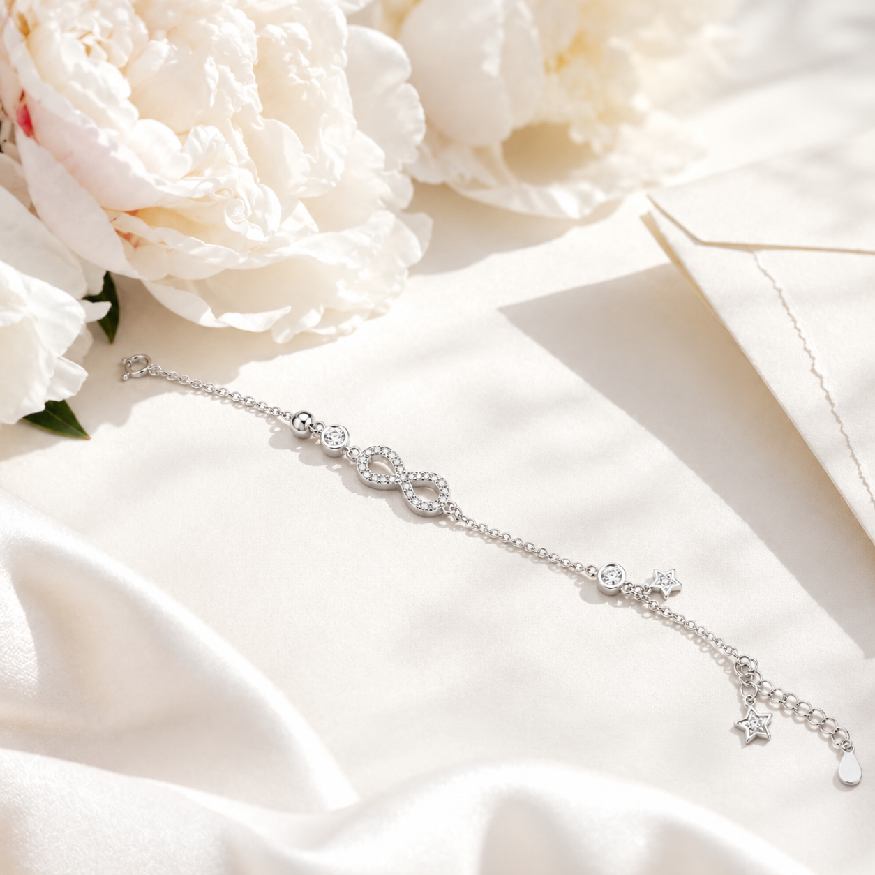 Infinity Celestial Star Charm Silver Bracelet