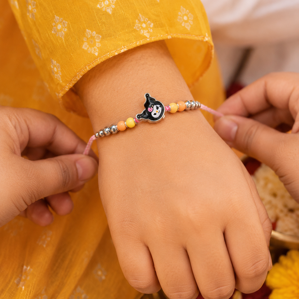 Kuromi Beaded Silver Rakhi