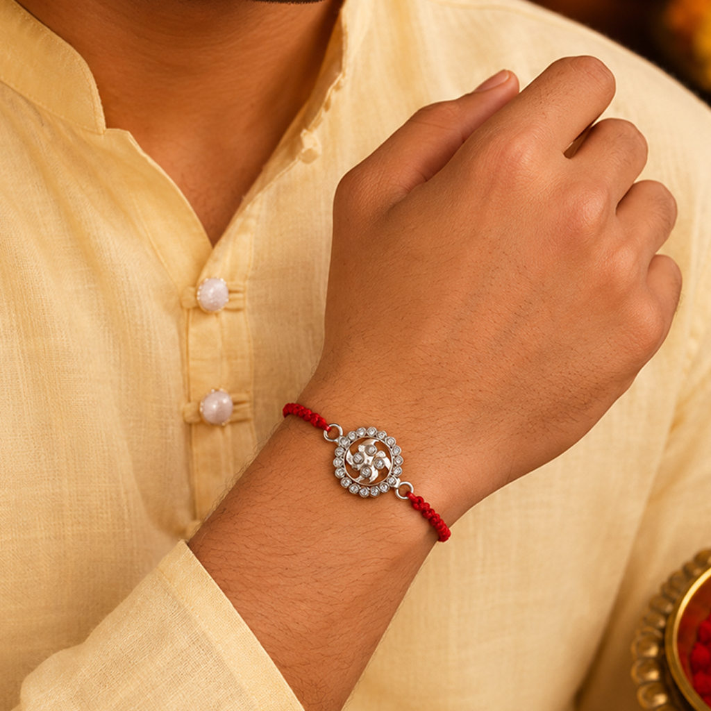 Celestial Spiral Silver Rakhi