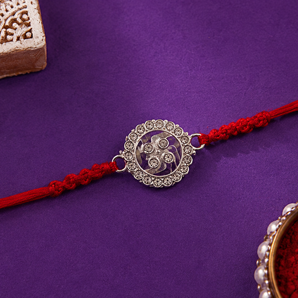 Celestial Spiral Silver Rakhi