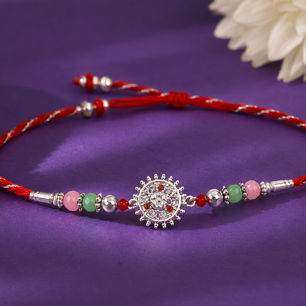 Bloom Mandala Silver Rakhi
