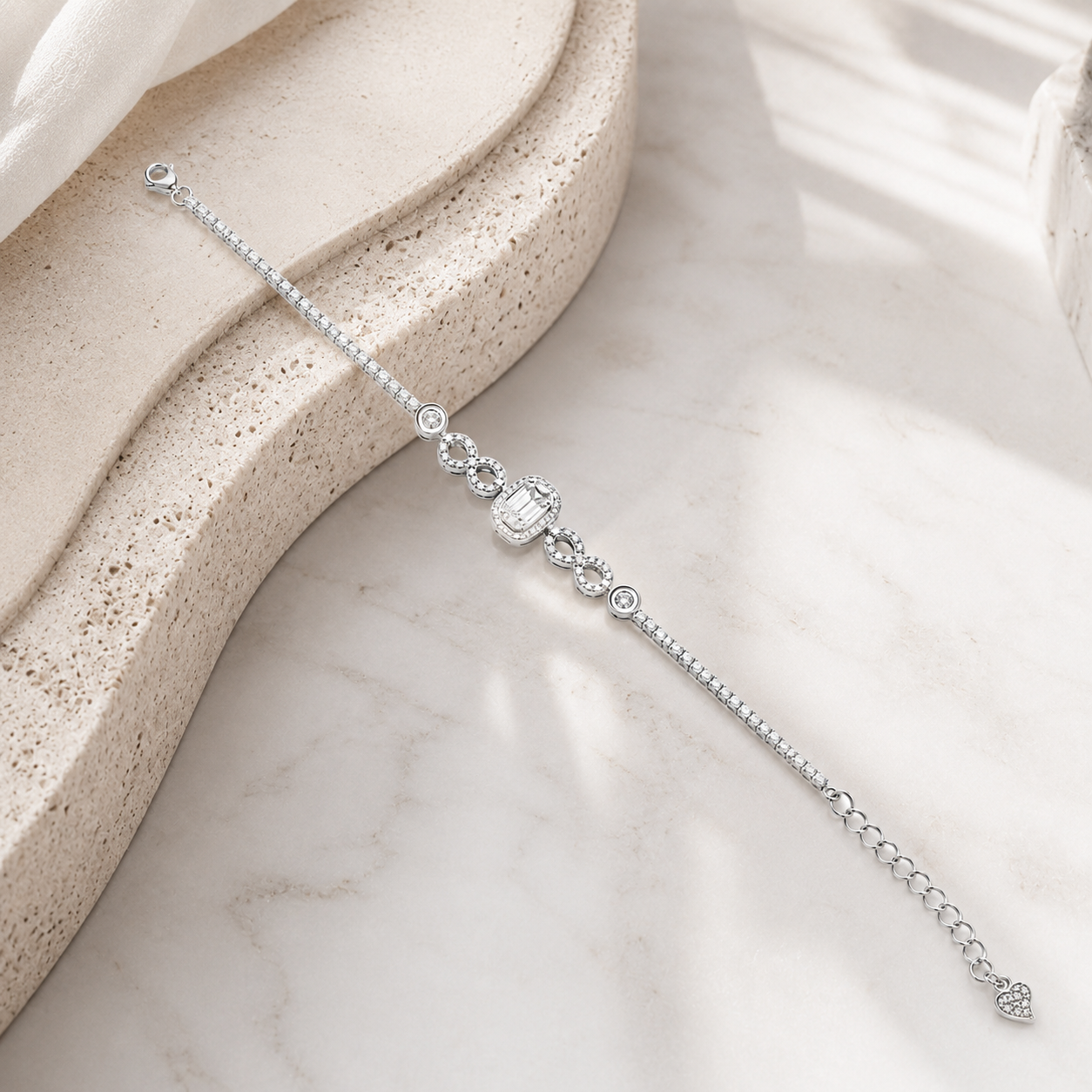 Modern Link Style Silver Bracelet