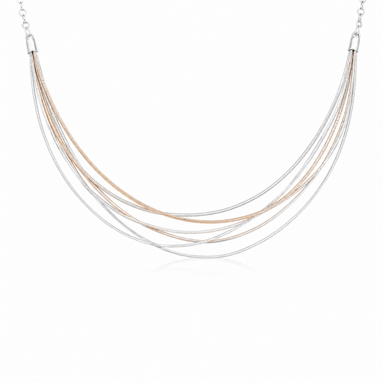 Layered Necklace showing cascading metallic threads