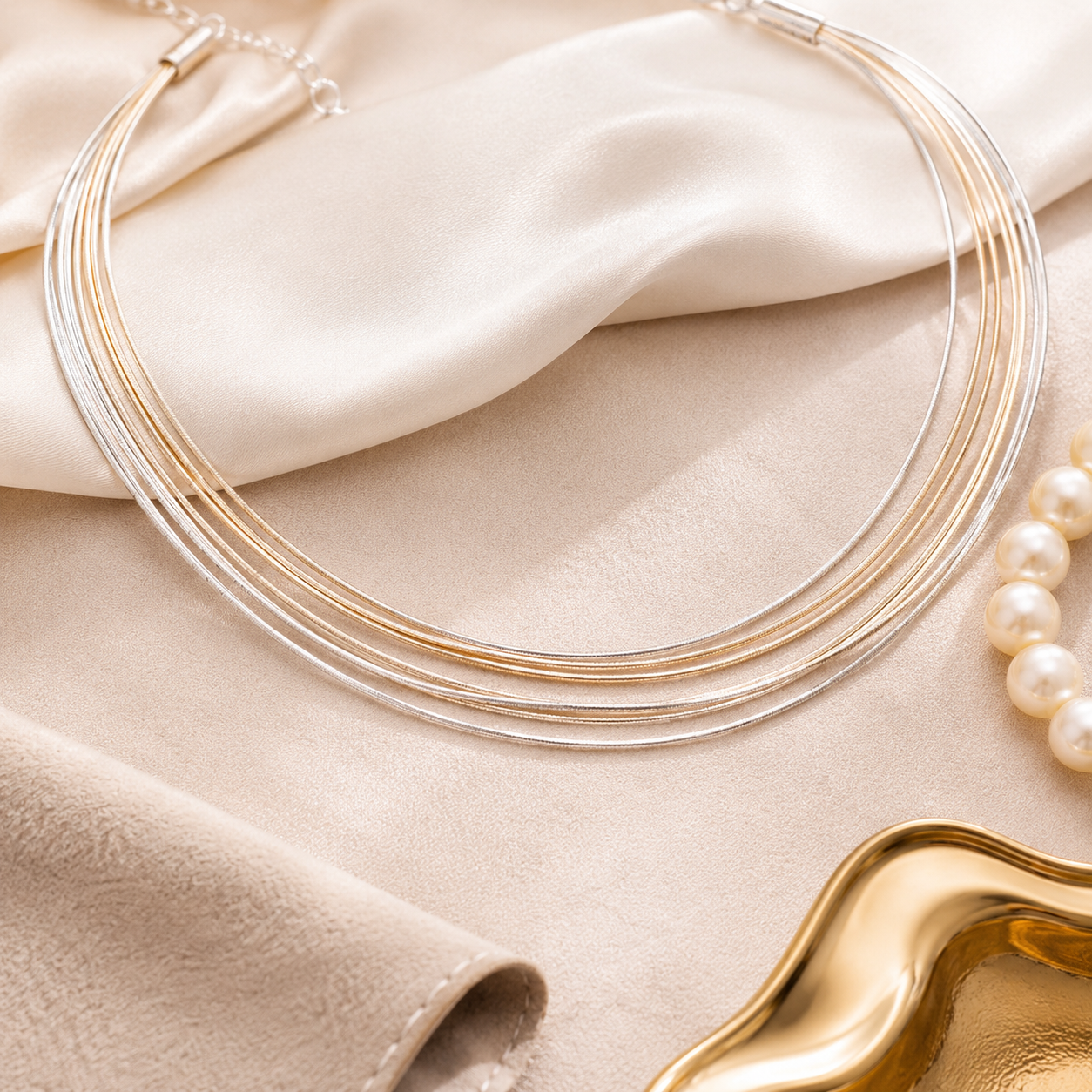 layered necklaces multi strand silver necklace