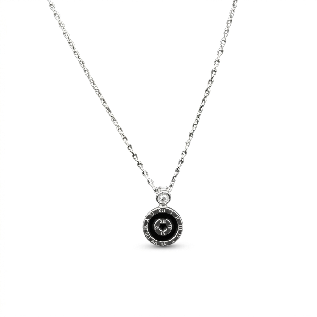 Front-facing studio shot of the Nazar Suraksha Pendant featuring a clear cubic zirconia stone at the bail
