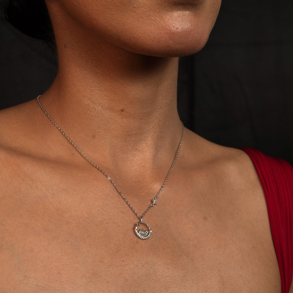 Silver Open Circle Pendant Necklace