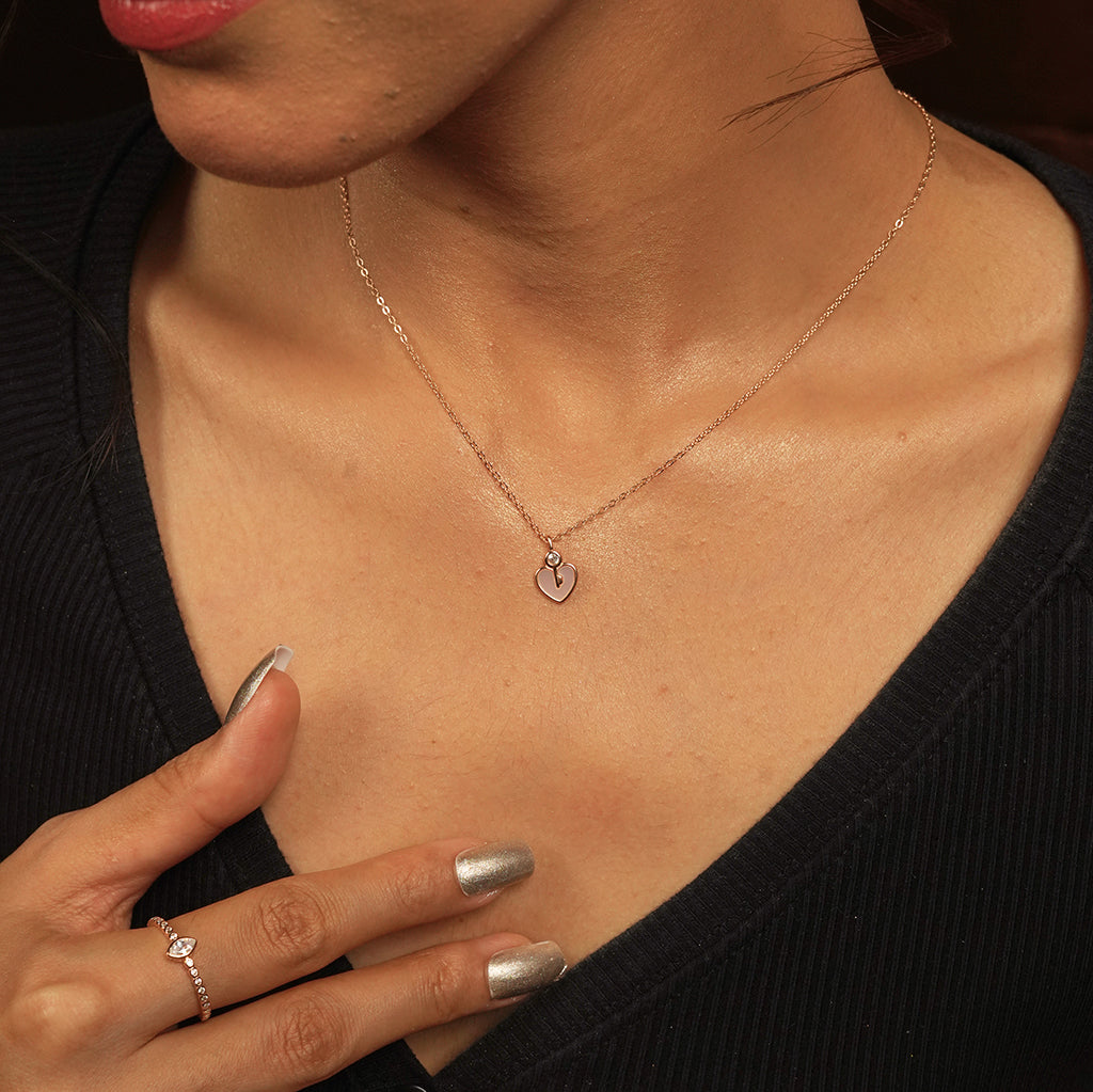 Silver Star Heart Pendant Necklace