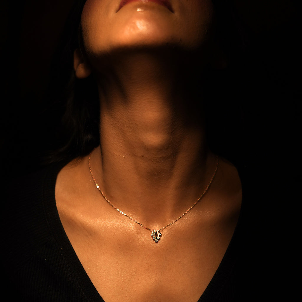 Silver Marquise Cluster Pendant Necklace
