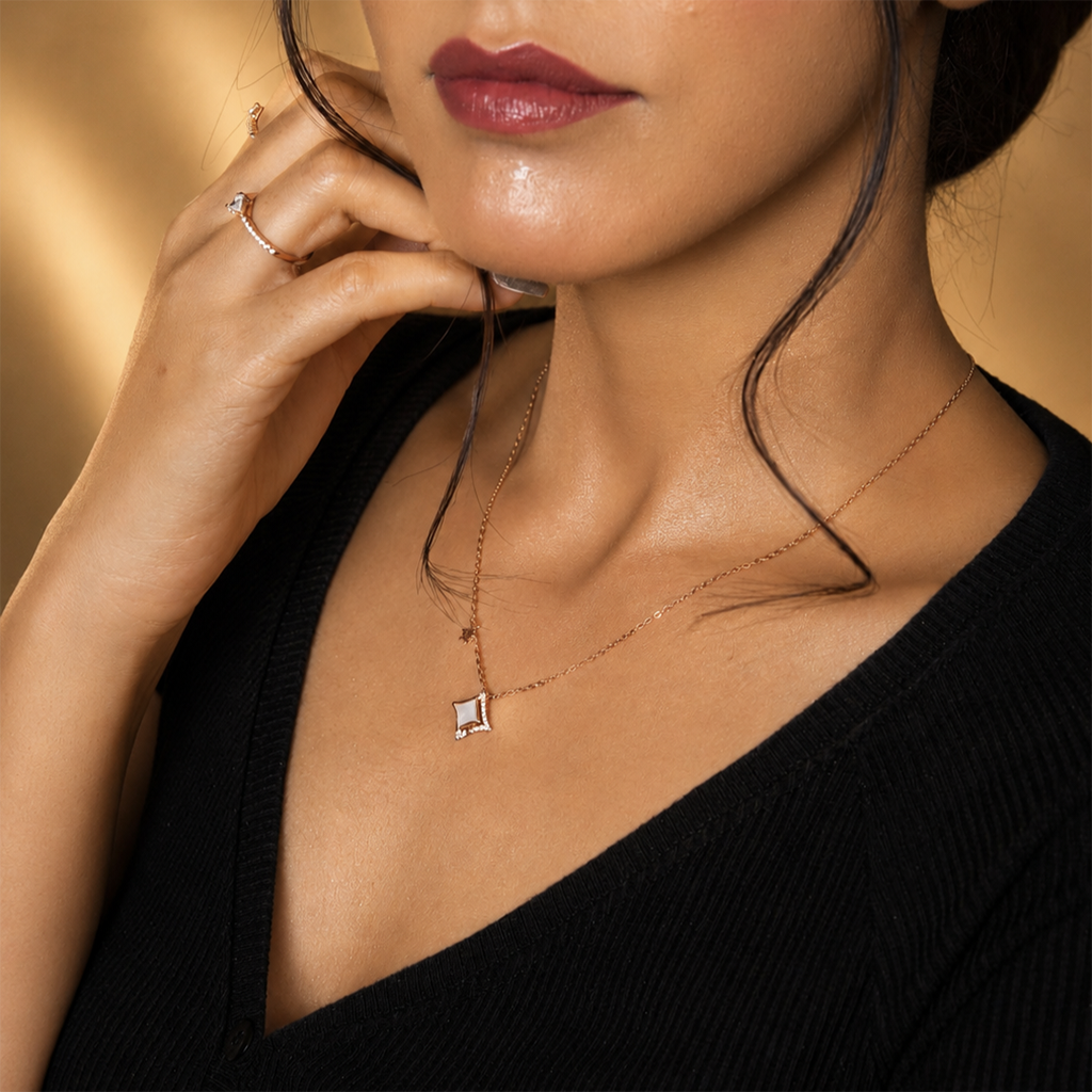 Silver Kite Pendant Necklace with Star Accent