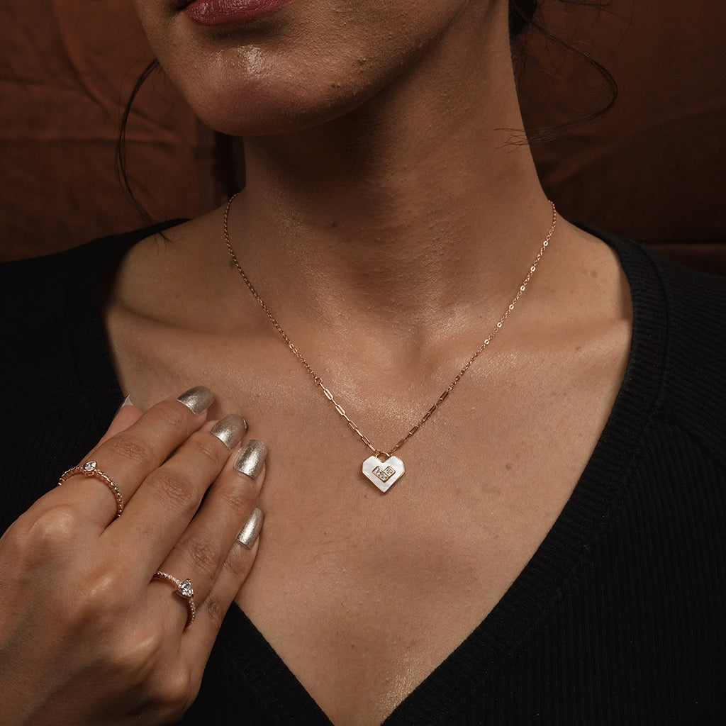 Silver Heart Plate Pendant Necklace