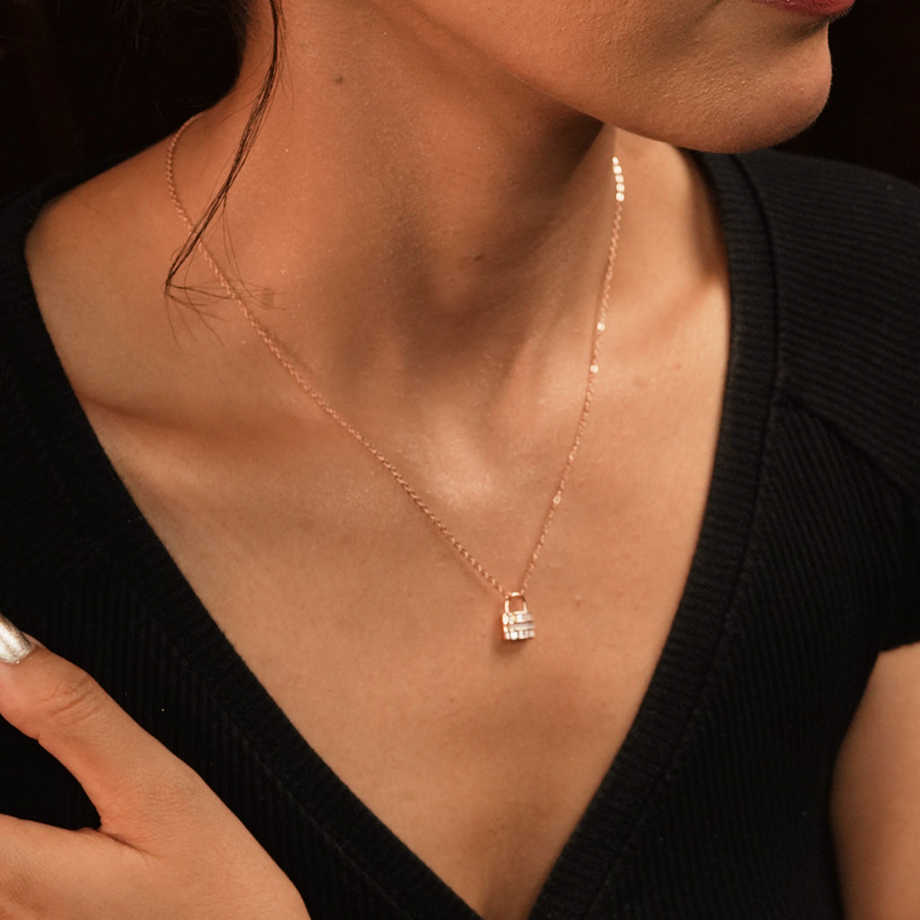 Silver Emerald Cut Solitaire Pendant Necklace