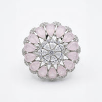 Pink Stone Silver Ring - 2