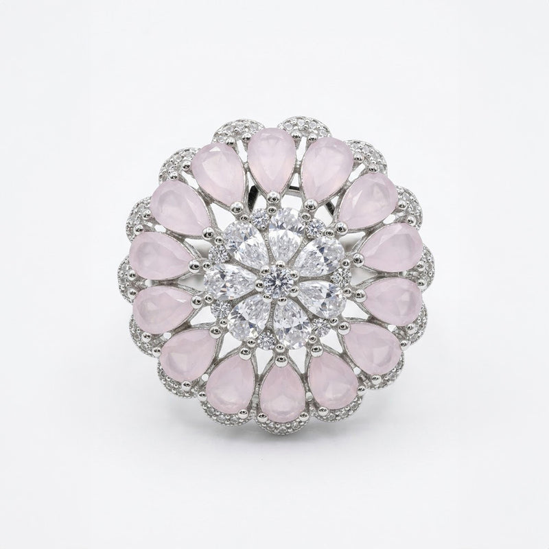 Pink Stone Silver Ring - 2