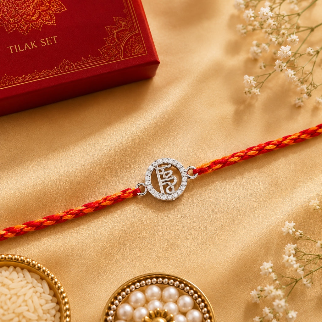 Silver CZ Bhai Rakhi
