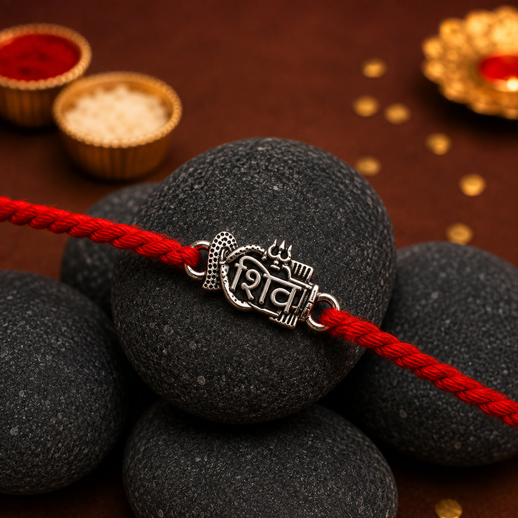 Silver Shiv Naam Trishul Rakhi