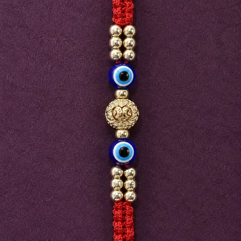 Silver Evil Eye Ganesha Bead Rakhi