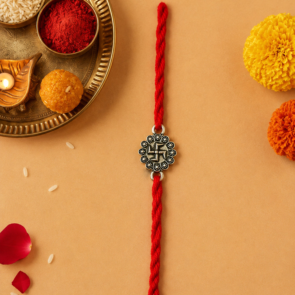 Silver Swastik Rakhi