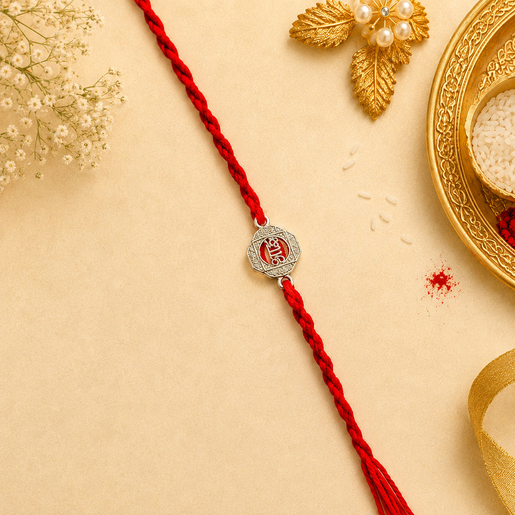 Silver Bhai Enamel Rakhi