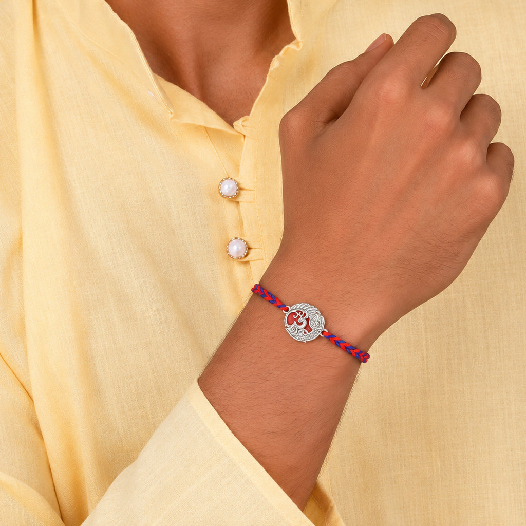 Silver CZ Om Rakhi