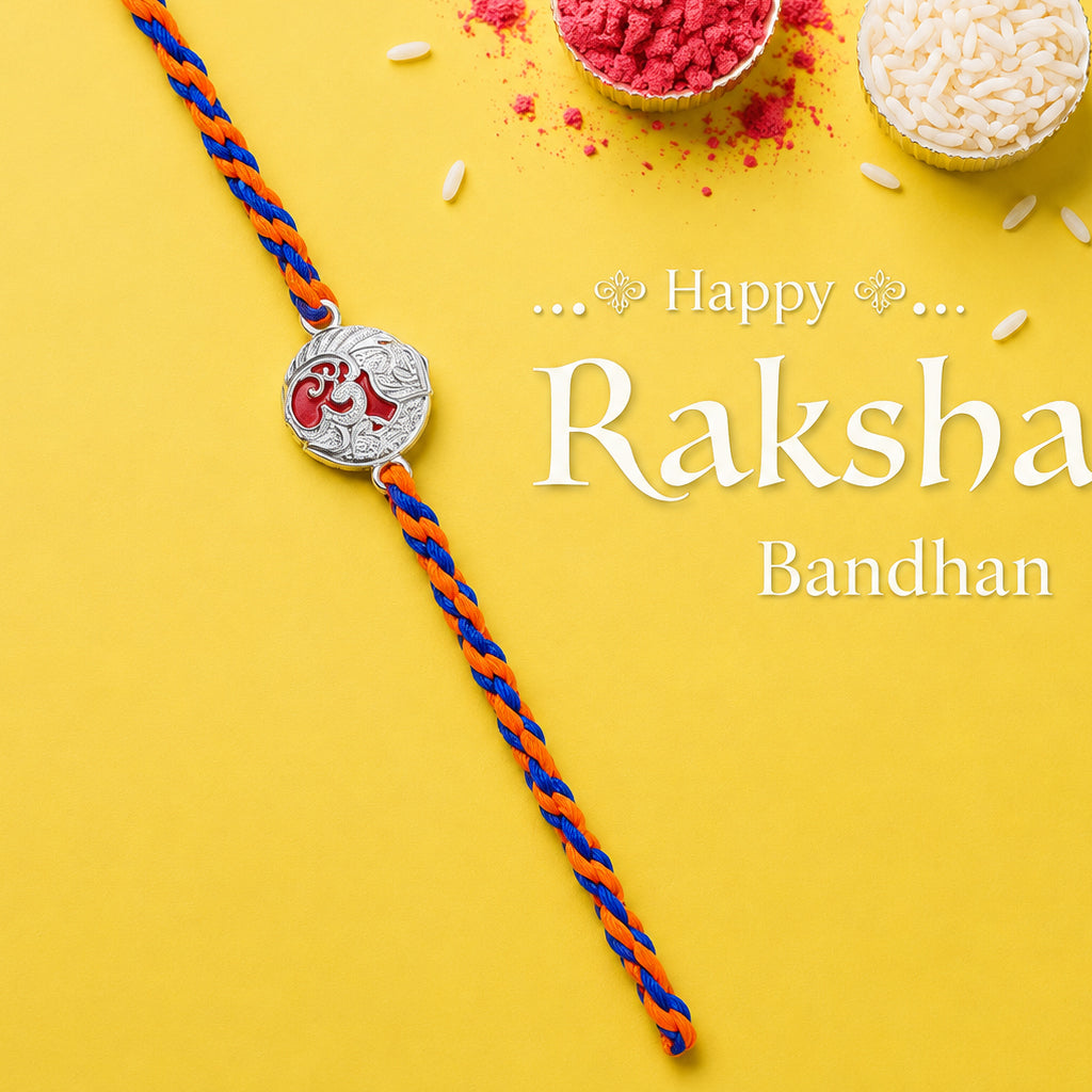 Silver CZ Om Rakhi