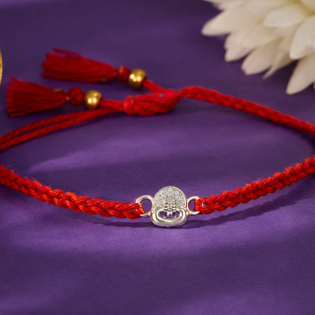 Silver CZ Ganesha Rakhi