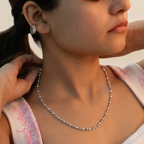Rose Gold Toned Sterling Silver Capsule Bead Chain