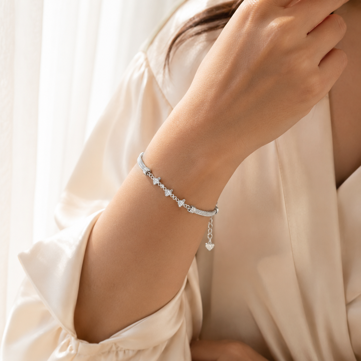 Royal Petal Silver Charm Bracelet