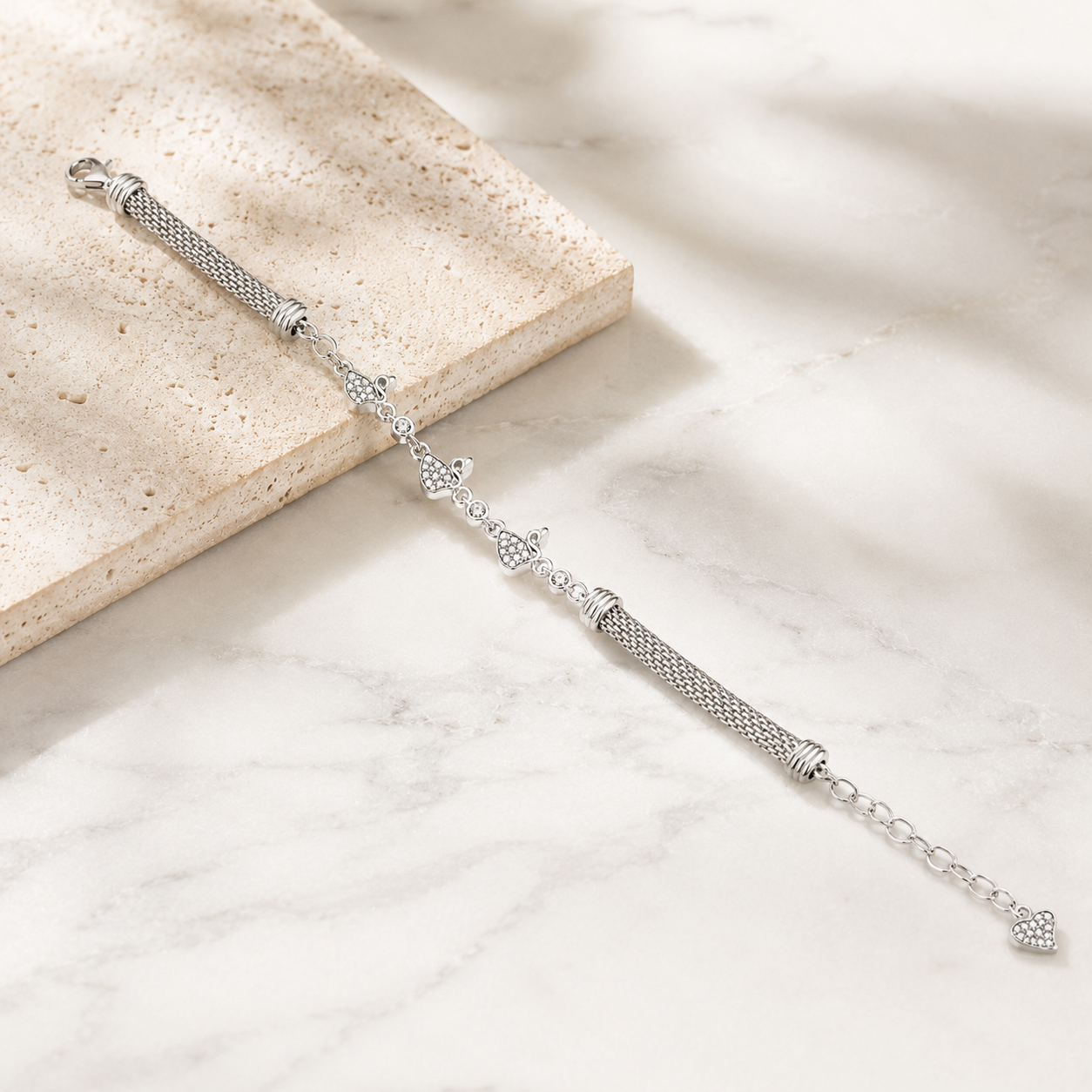 Royal Petal Silver Charm Bracelet