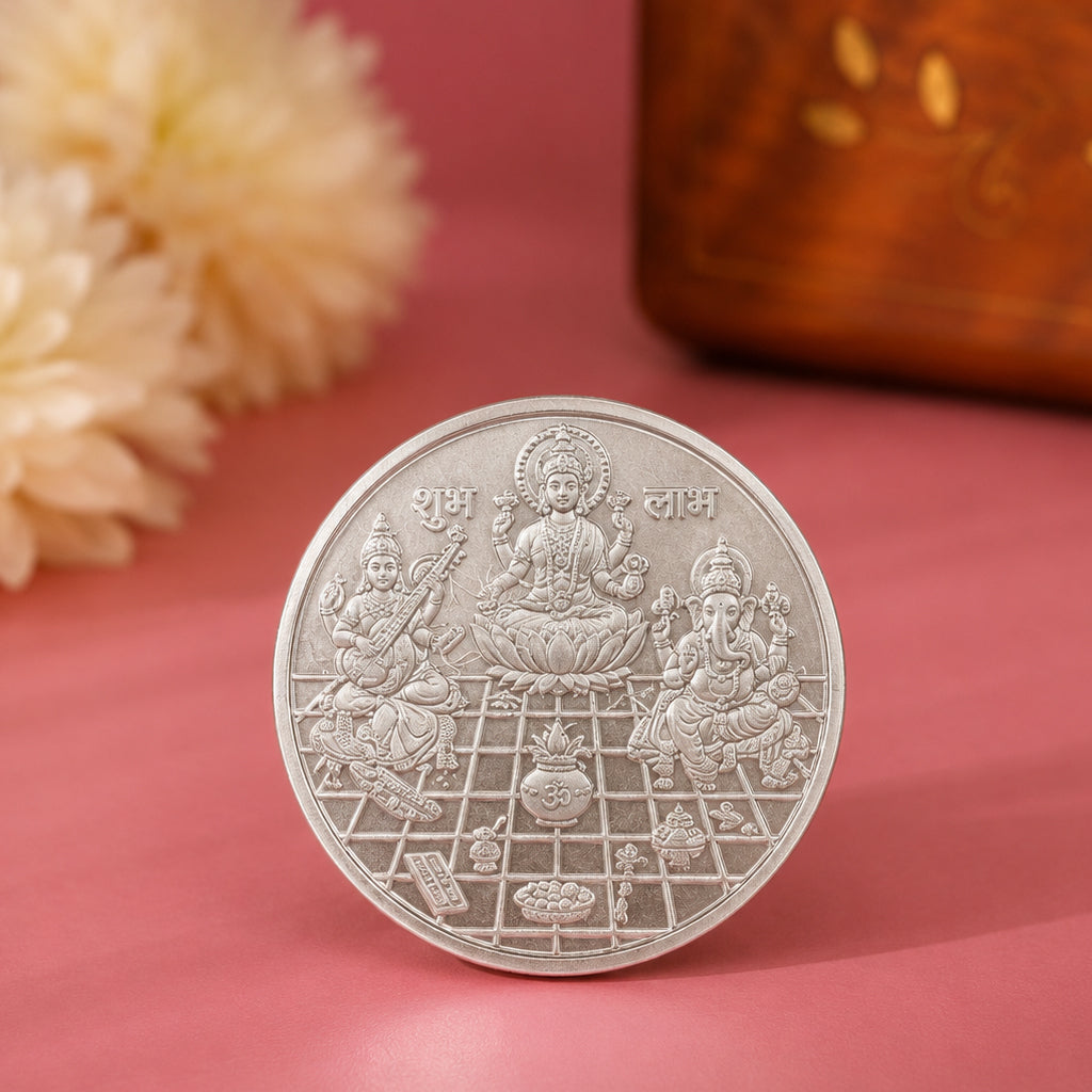 Lakshmi Ganesh Saraswati Silver Coin (999 Fine Silver)