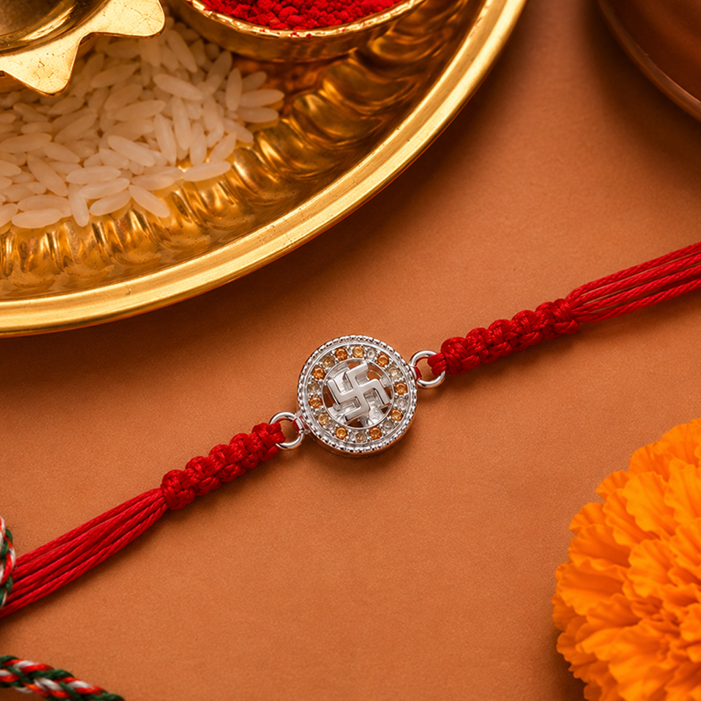 Swastik Silver Rakhi