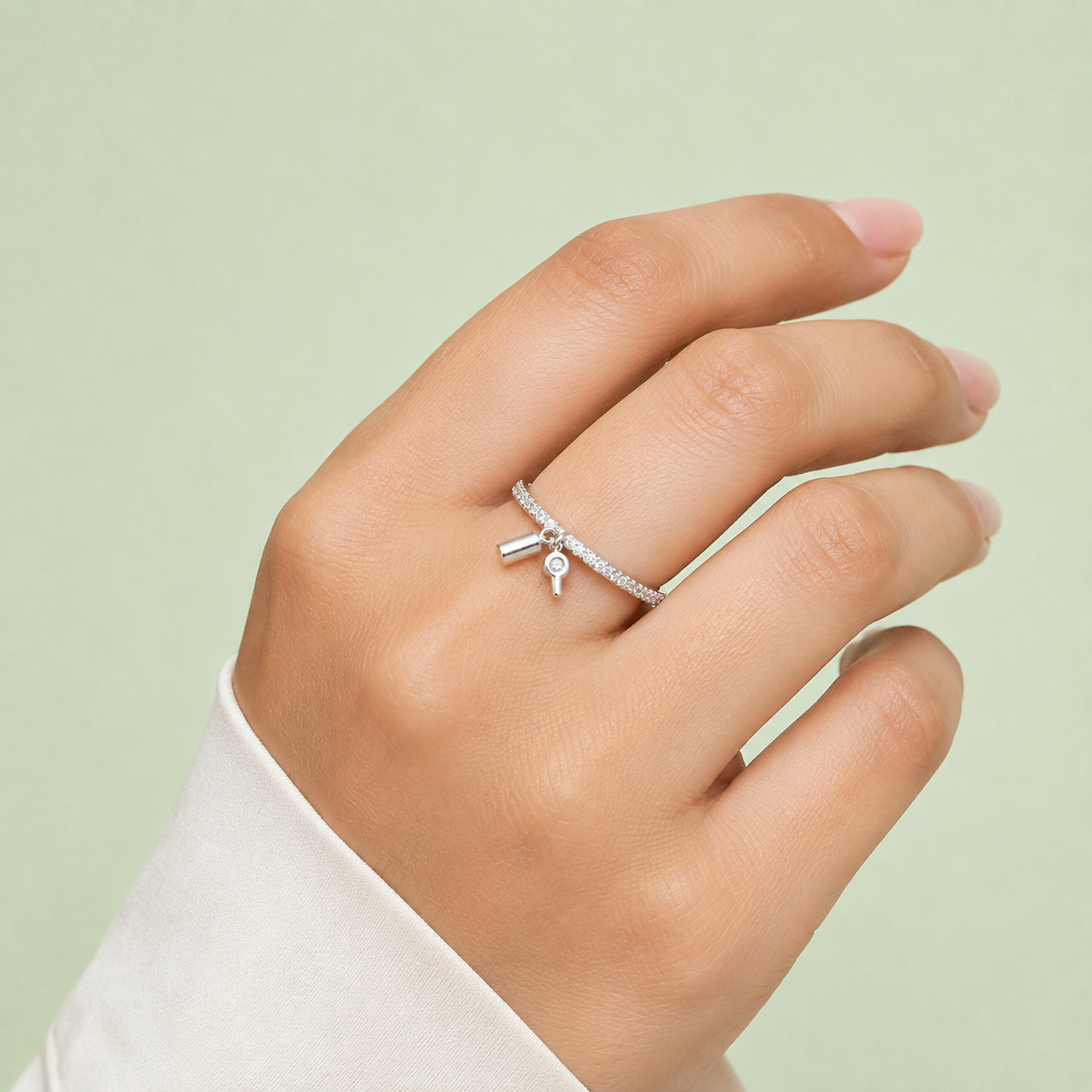 Silver Lock and Key Charm Ring