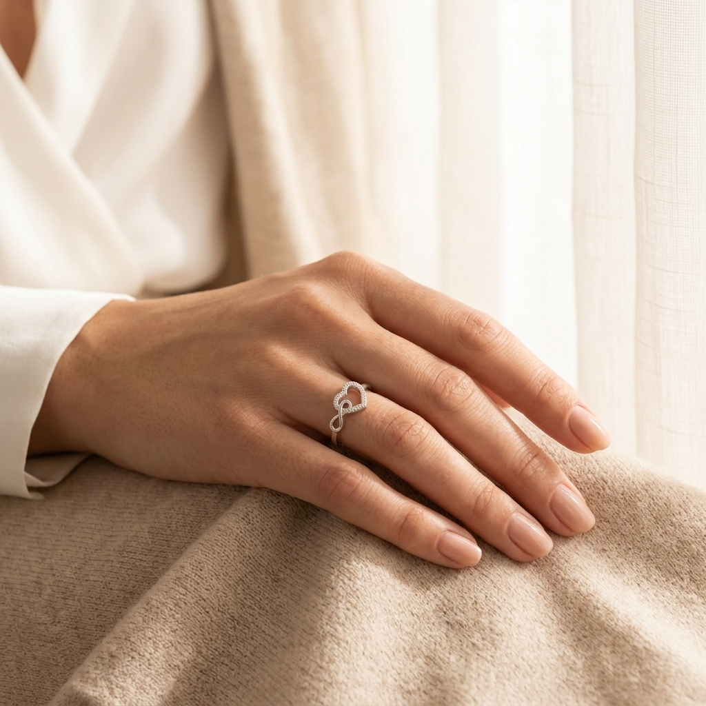 Silver Infinity Heart Promise Ring
