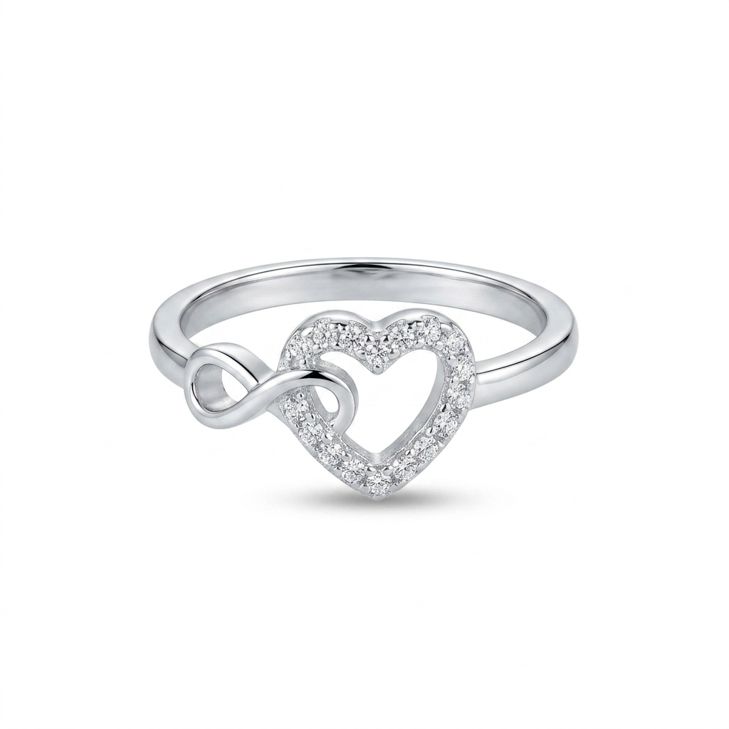 Silver Infinity Heart Promise Ring