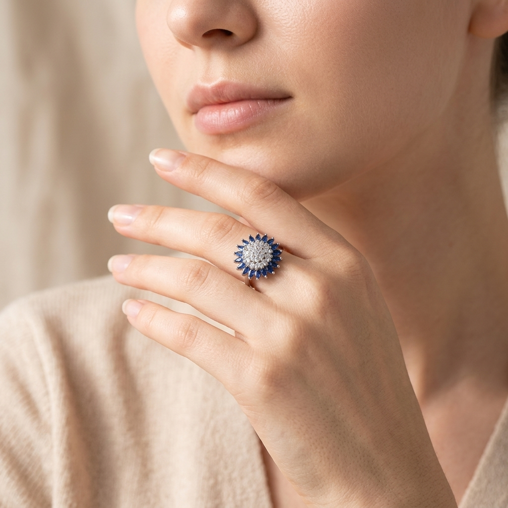 Buy 925 Silver Blue Stone Ring for Women | Jiya Gold Palace