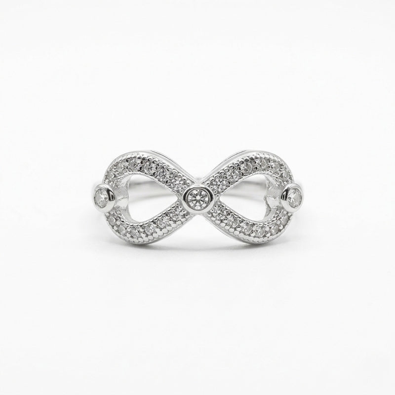 925 Sterling Silver Crystal Infinity Ring - 2