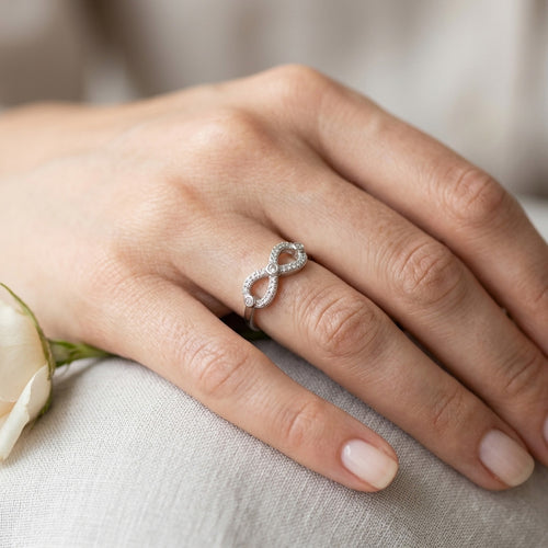 Sterling Silver Crystal Infinity Ring