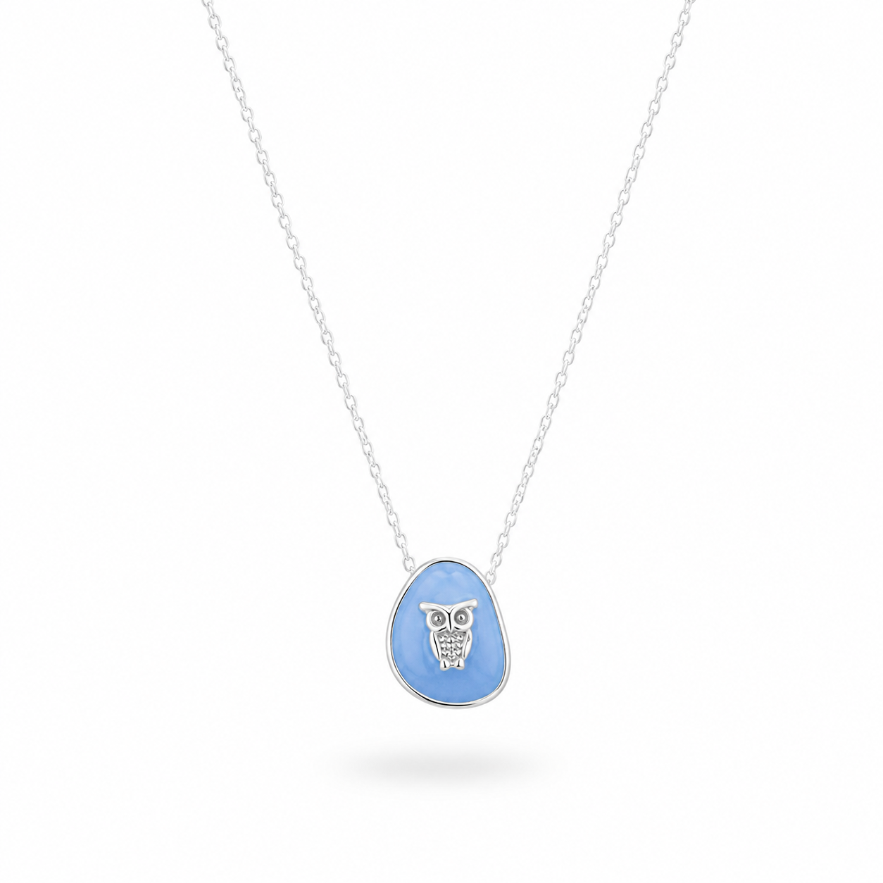 Silver Tree of Life Blue Enamel Pendant Necklace