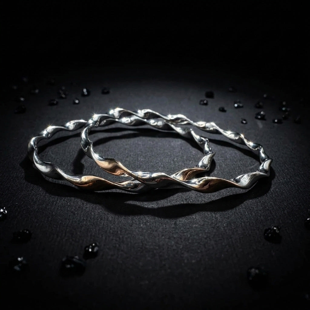 Buy 925 Sterling Silver Twisted Bangle Set for Women | Jiya Gold