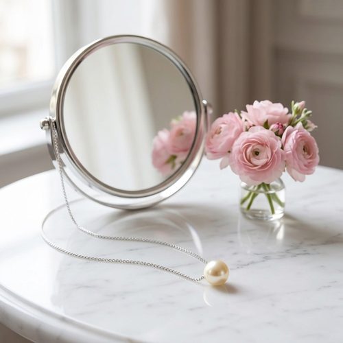 Elegant Single Pearl Silver Necklace